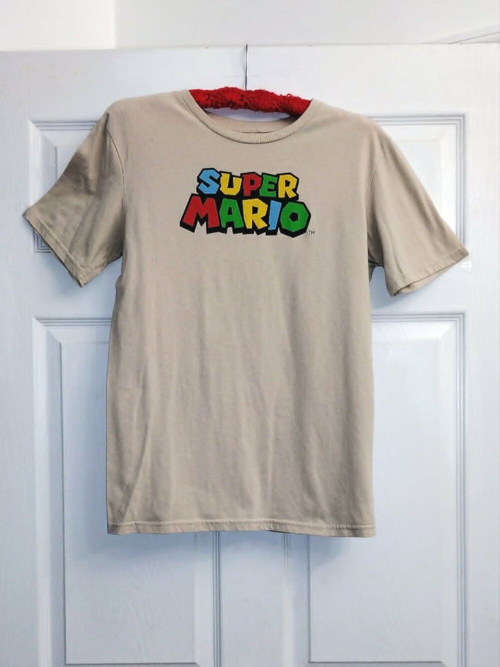 Nintendo MarioKart Mens Size S Super Mario Beige Tagless Graphic T-Shirt